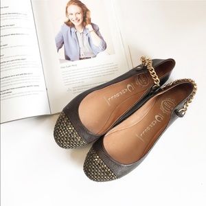 Jeffrey Campbell Brown Studded Koda Chain Flats